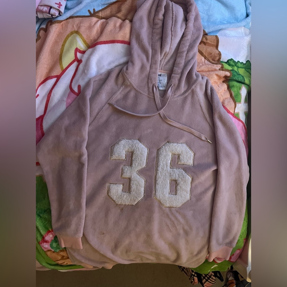 Mauve pink jersey number hoodie